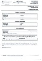 PIN acknowledgment receipt - non resident